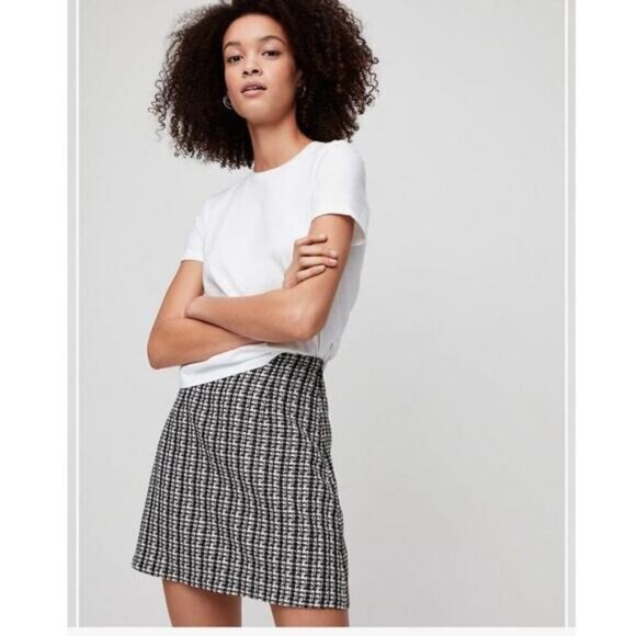 BABATON Aritzia Bryn Tweed Mini Skirt Sz 4 Black Espace - Picture 3 of 8